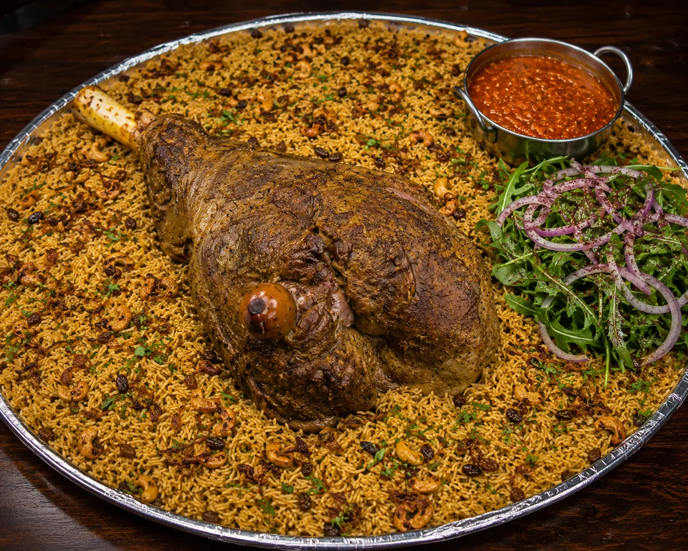 Whole Lamb Leg Mandi Platter